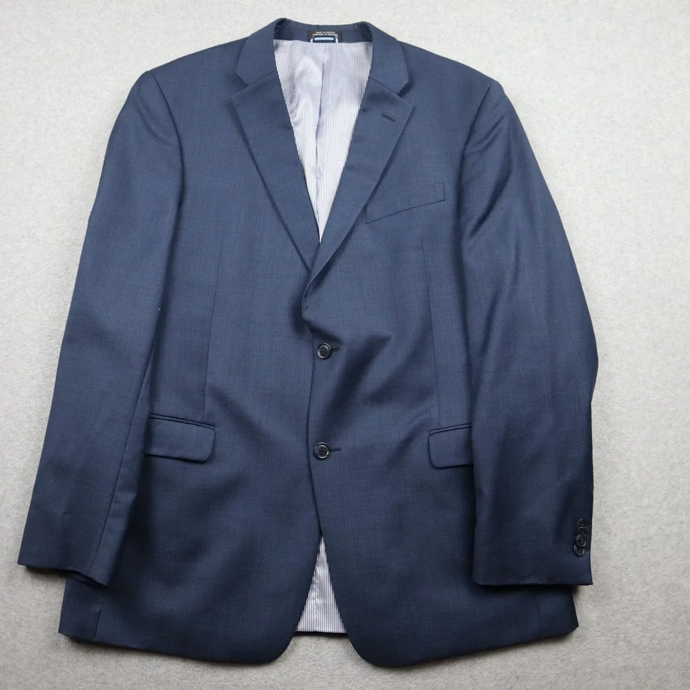 Tommy Hilfiger Blazer Mens 44L Worsted Wool Blue Two Button Single Vent Jacket